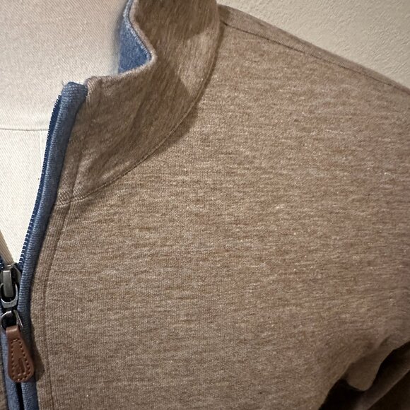 Johnnie-O Men's Quarter Zip Sweater Tan 2XL - Picture 2 of 3